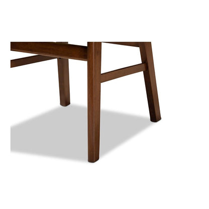 Sand Fabric Upholstered and Walnut Brown Finished Wood 5-Piece Dining Set