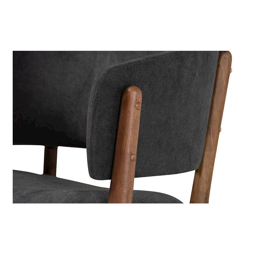Walnut Brown Finished Wood 2-Piece Living Room Accent Chair Set