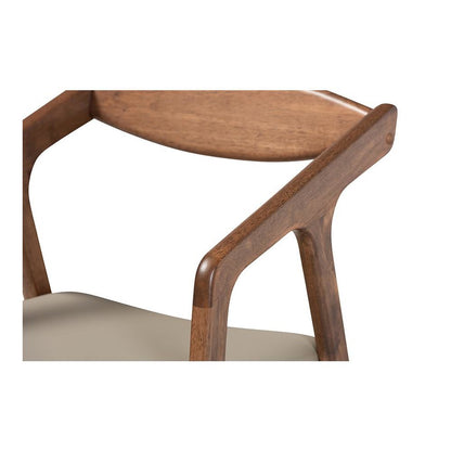 Leather Upholstered and Walnut Brown Finished Wood 2-Piece Dining Chair Set