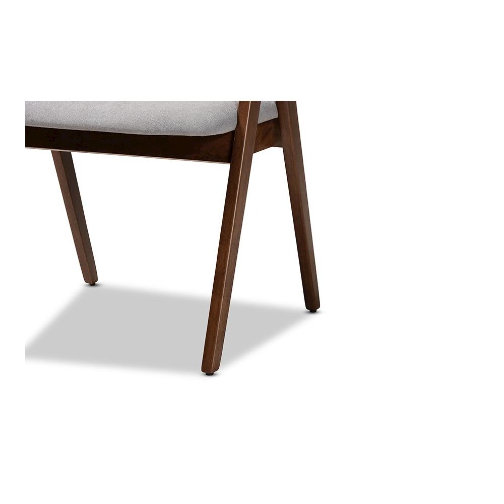 Grey Fabric Upholstered and Walnut Brown Finished Wood 2-Piece Dining Chair Set