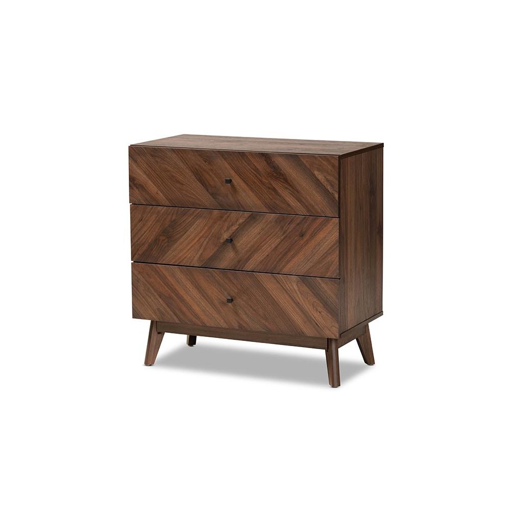 Hartman Mid-Century Modern Walnut Brown Finished Wood 3-Drawer Storage Chest