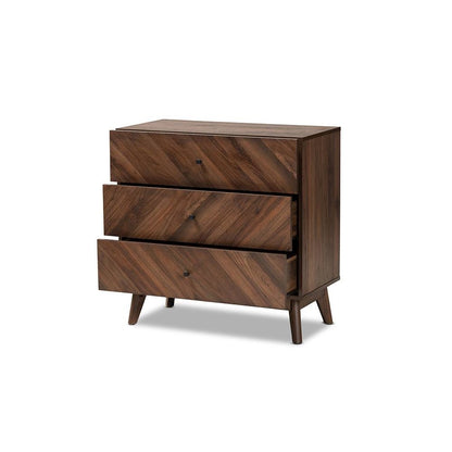 Hartman Mid-Century Modern Walnut Brown Finished Wood 3-Drawer Storage Chest