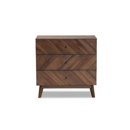 Hartman Mid-Century Modern Walnut Brown Finished Wood 3-Drawer Storage Chest