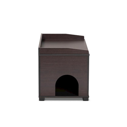Dark Brown Finished Wood Cat Litter Box Cover House