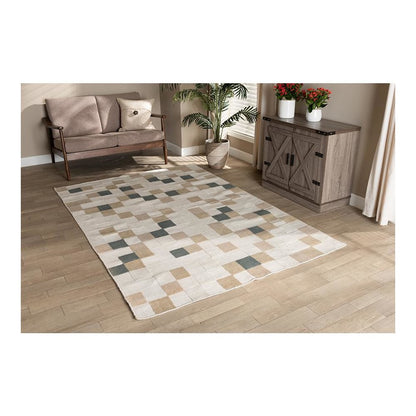 Ivory and Grey Handwoven PET Yarn Indoor and Outdoor Area Rug