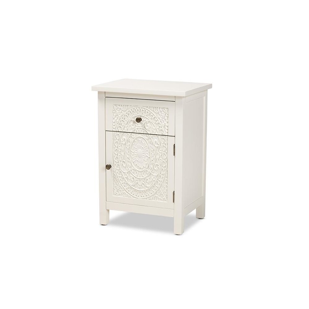Baxton Studio Lambert Classic and Traditional White Finished Wood 1-Drawer Nightstand
