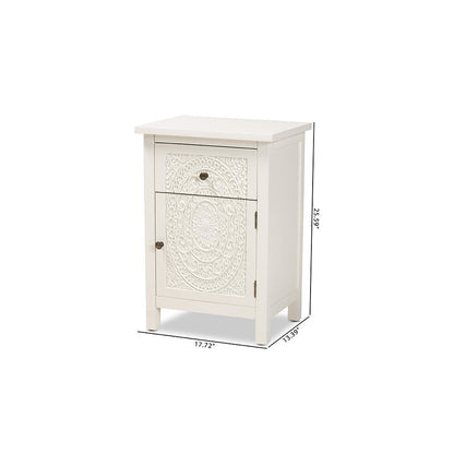 Baxton Studio Lambert Classic and Traditional White Finished Wood 1-Drawer Nightstand