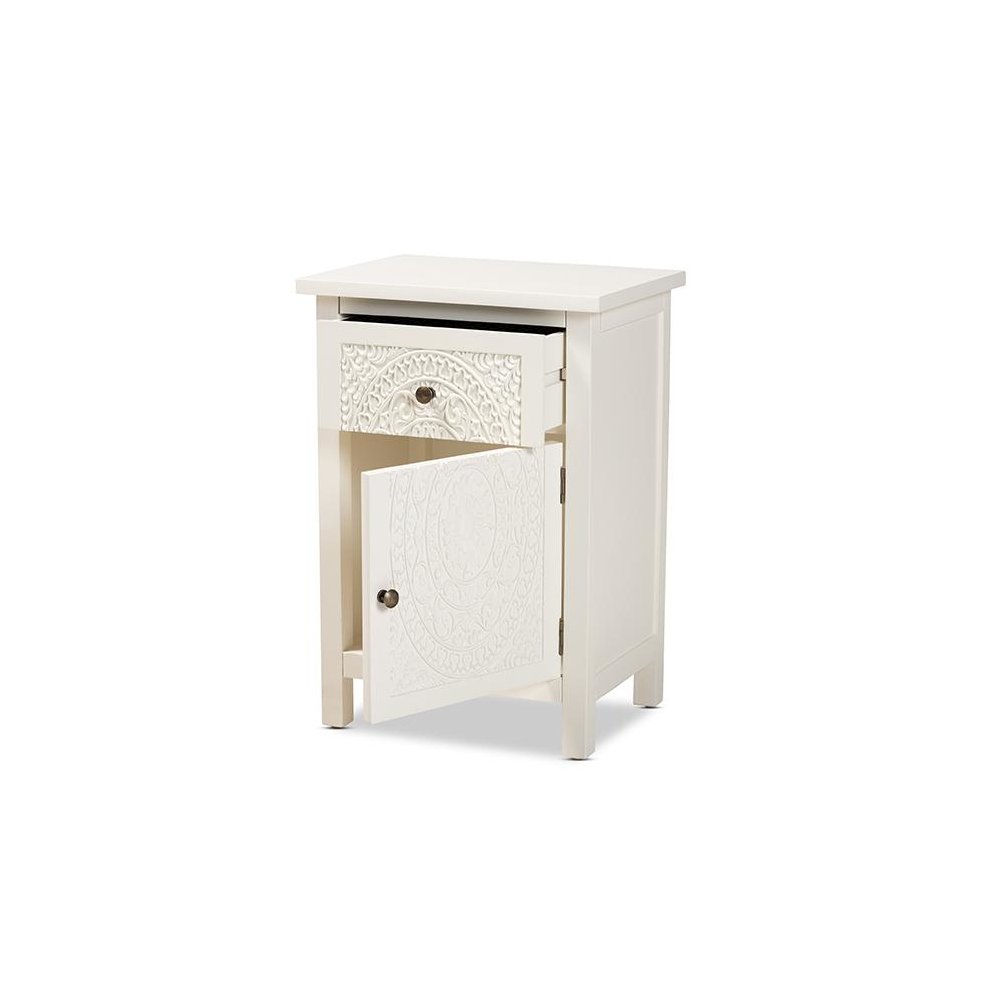 Baxton Studio Lambert Classic and Traditional White Finished Wood 1-Drawer Nightstand