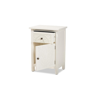 Baxton Studio Lambert Classic and Traditional White Finished Wood 1-Drawer Nightstand