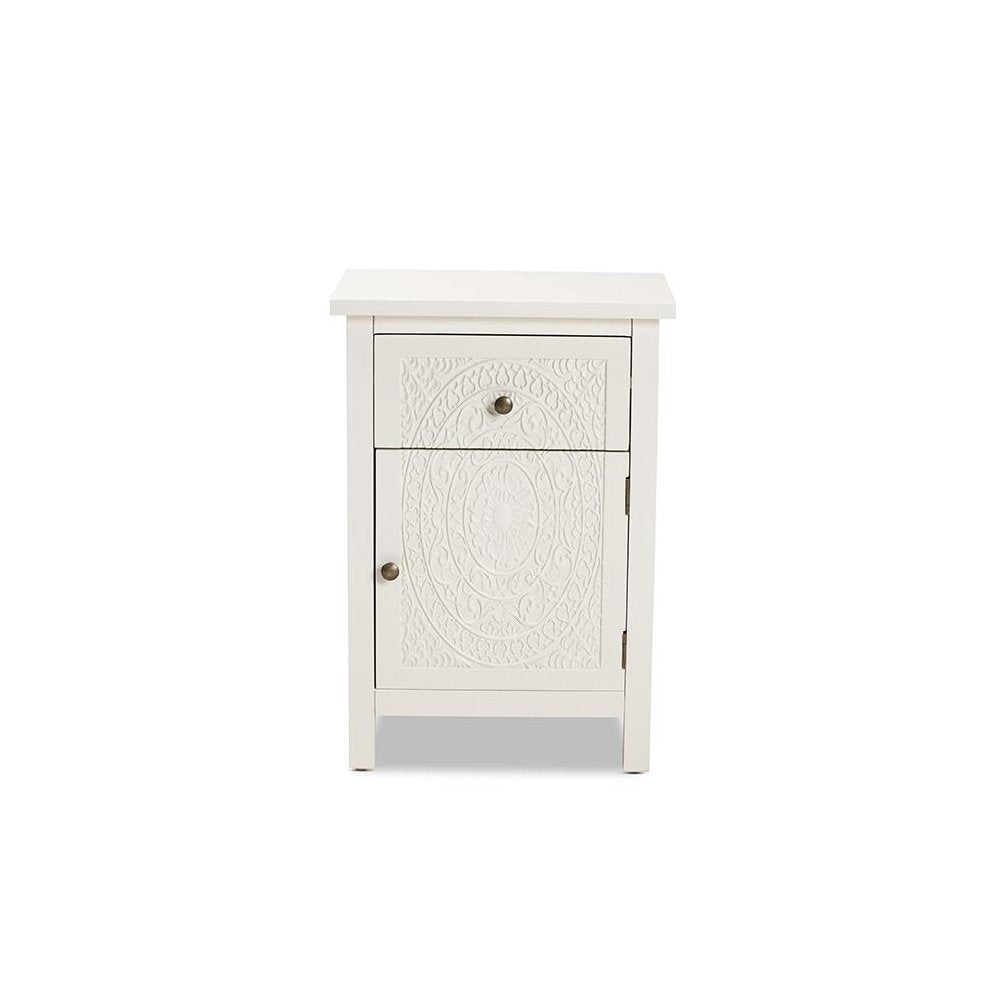 Baxton Studio Lambert Classic and Traditional White Finished Wood 1-Drawer Nightstand