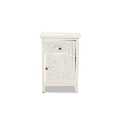 Baxton Studio Lambert Classic and Traditional White Finished Wood 1-Drawer Nightstand