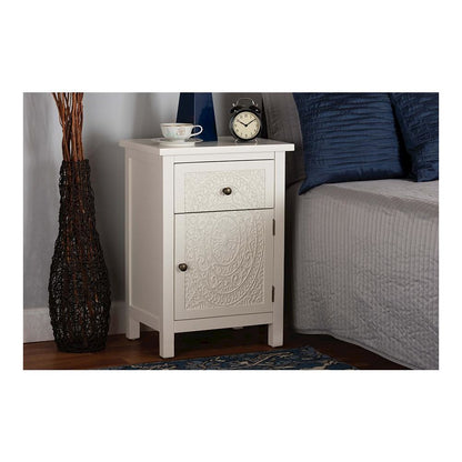 Baxton Studio Lambert Classic and Traditional White Finished Wood 1-Drawer Nightstand