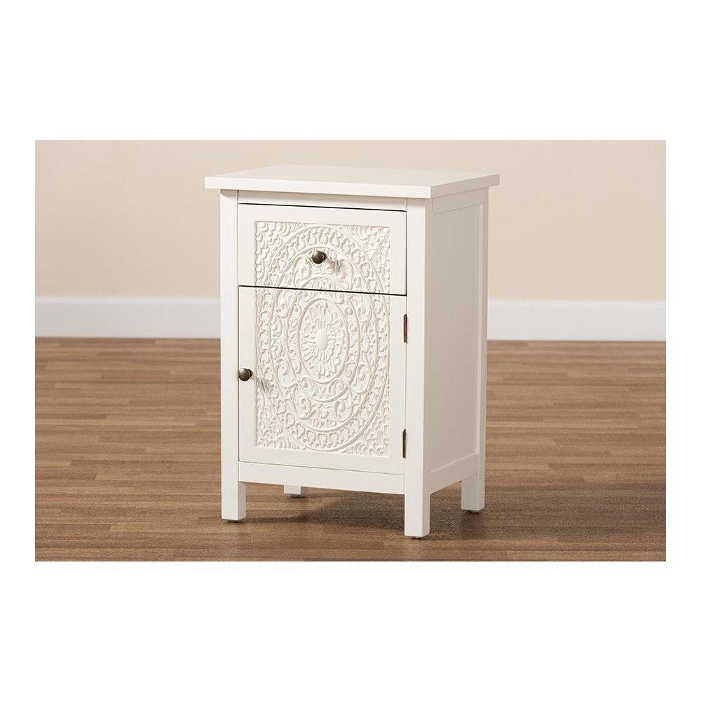 Baxton Studio Lambert Classic and Traditional White Finished Wood 1-Drawer Nightstand
