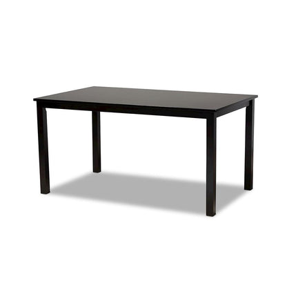 Sand Fabric Upholstered and Dark Brown Finished Wood 7-Piece Dining Set