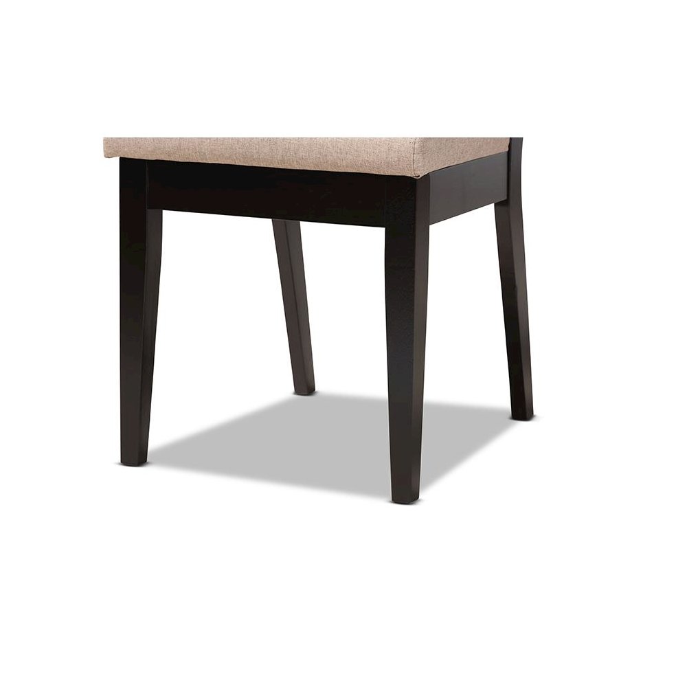 Sand Fabric Upholstered and Dark Brown Finished Wood 7-Piece Dining Set