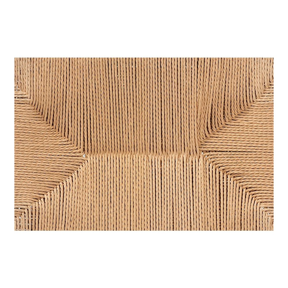 Saura Mid-Century Modern Oak Brown Finished Wood and Hemp Dining Bench