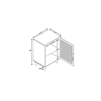 Baxton Studio Maclean Mid-Century Modern Rattan and Natural Brown Finished Wood 1-Door Nightstand