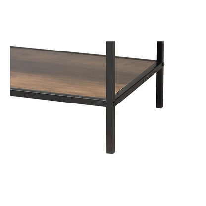Industrial Walnut Brown Finished Wood and Black Metal 2-Door Sideboard