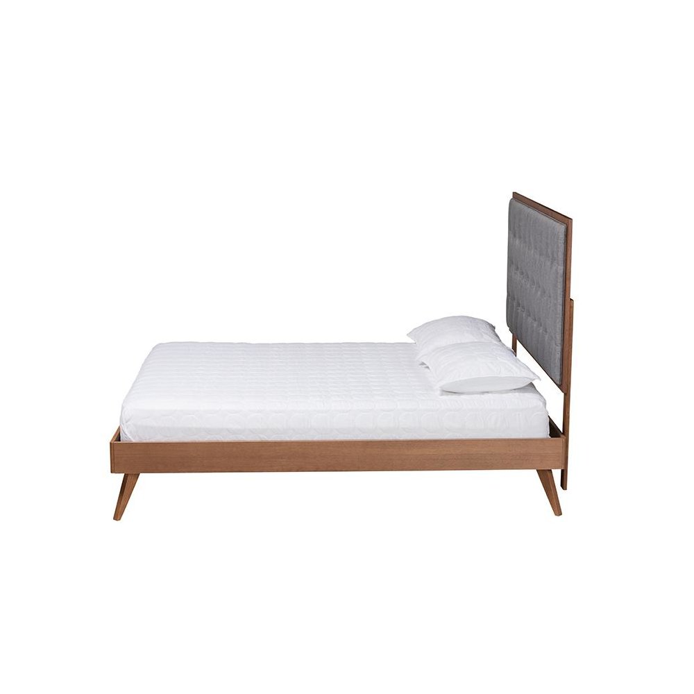 Walnut Brown Finished Wood King Size Platform Bed