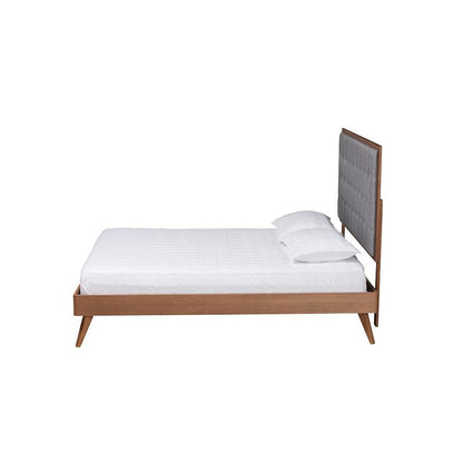 Walnut Brown Finished Wood King Size Platform Bed