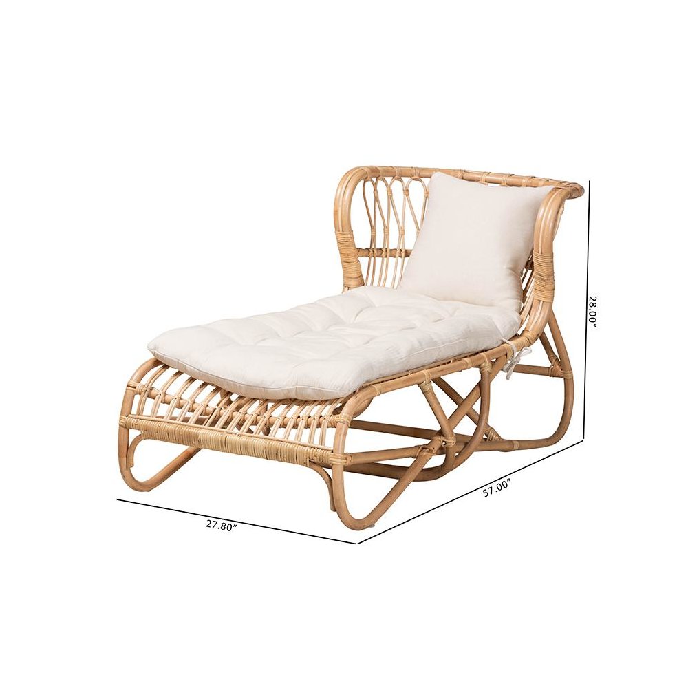 bali & pari Delara Modern Bohemian Natural Brown Rattan Chaise
