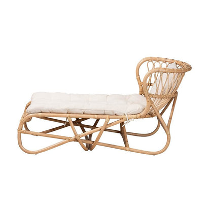 bali & pari Delara Modern Bohemian Natural Brown Rattan Chaise