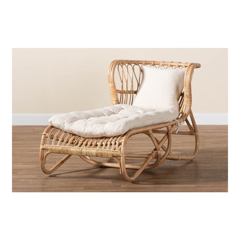 bali & pari Delara Modern Bohemian Natural Brown Rattan Chaise