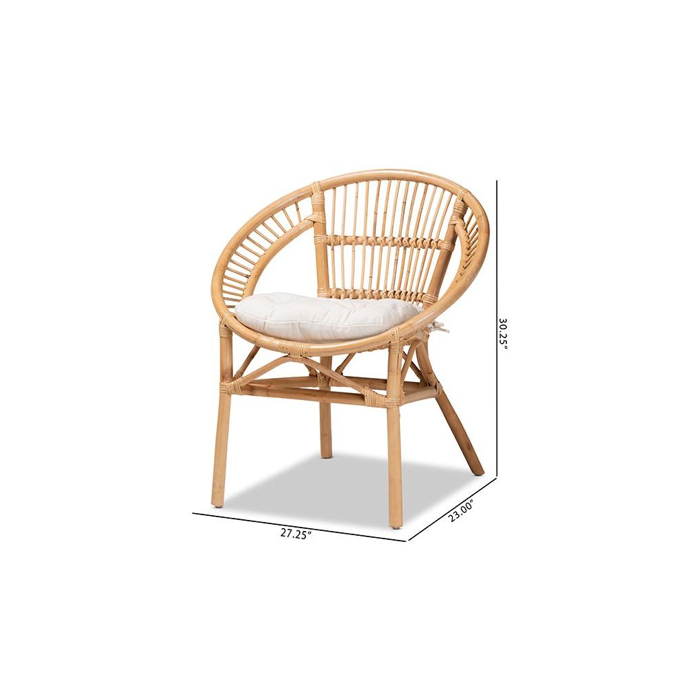 bali & pari Adrina Modern Bohemian Natural Brown Rattan Dining Chair