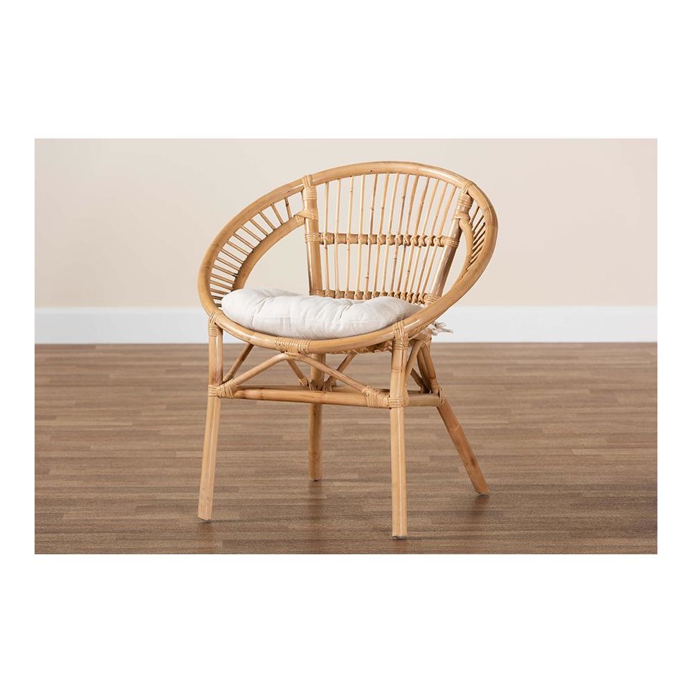 bali & pari Adrina Modern Bohemian Natural Brown Rattan Dining Chair