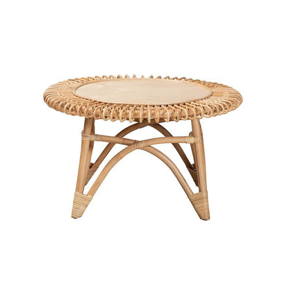 bali & pari Elani Modern Bohemian Natural Rattan Coffee Table