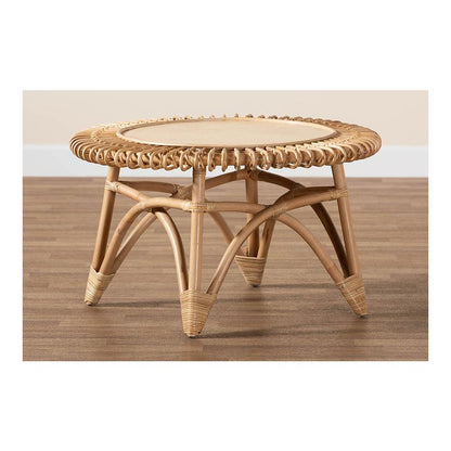 bali & pari Elani Modern Bohemian Natural Rattan Coffee Table