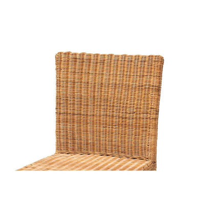 Bohemian Natural Rattan and Mahogany Wood Counter Stool