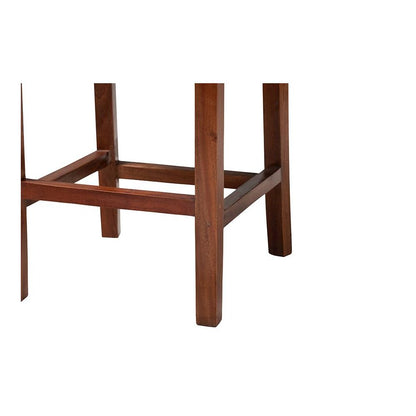 Bohemian Natural Rattan and Mahogany Wood Counter Stool