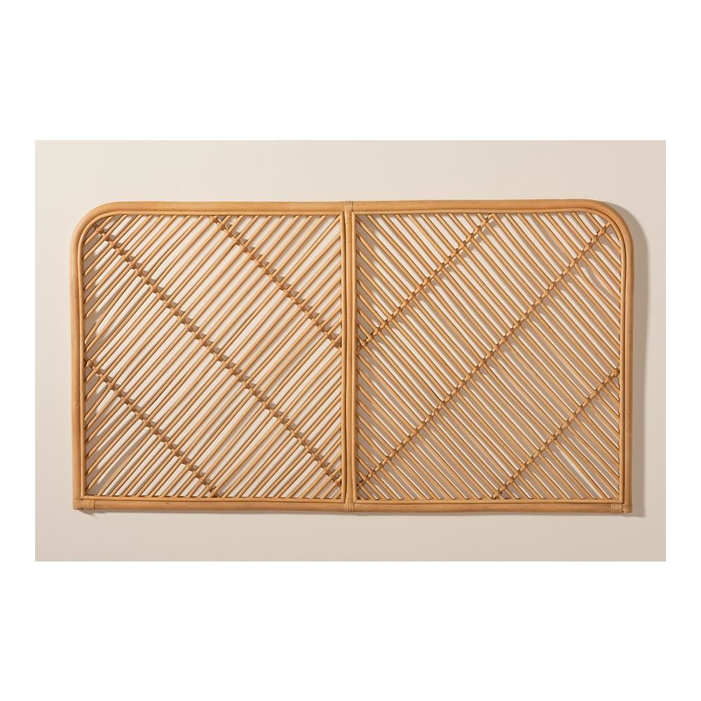 Bohemian Natural Brown Rattan Queen Size Wall-mount Headboard