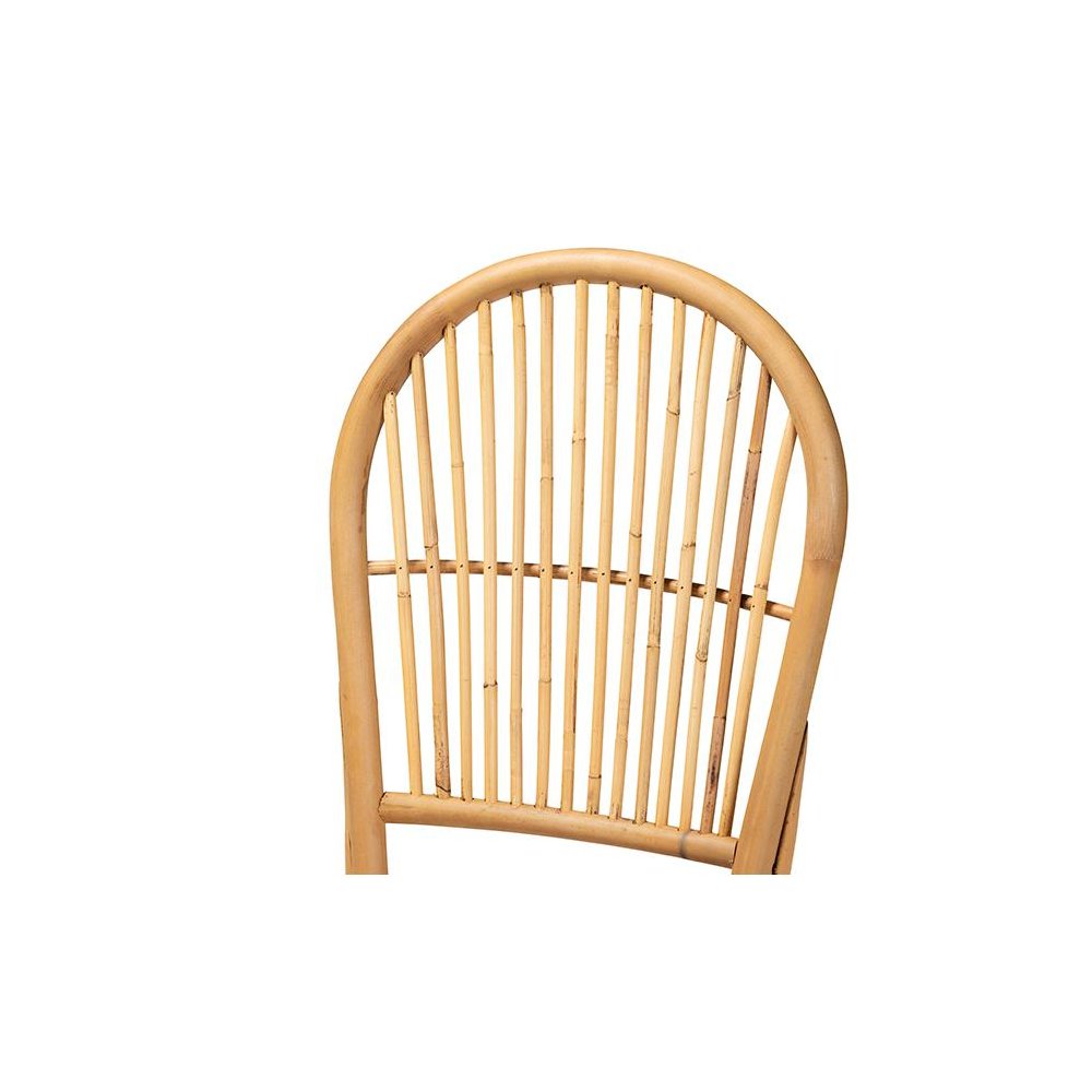 bali & pari Wina Modern Bohemian Natural Brown Rattan 2-Piece Dining Chair Set