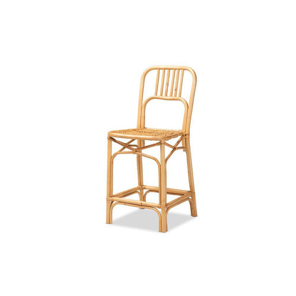 bali & pari Ivora Modern Bohemian Natural Brown Rattan Counter Stool