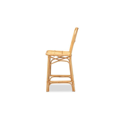 bali & pari Ivora Modern Bohemian Natural Brown Rattan Counter Stool