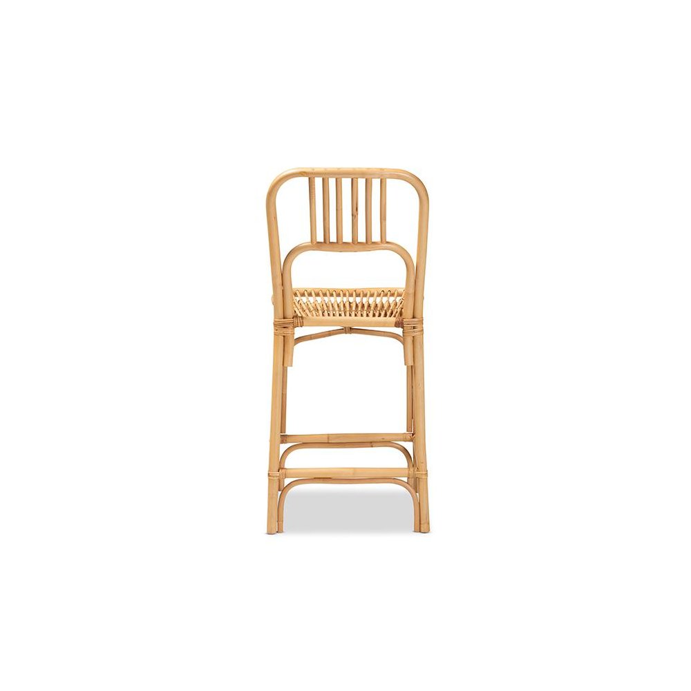 bali & pari Ivora Modern Bohemian Natural Brown Rattan Counter Stool
