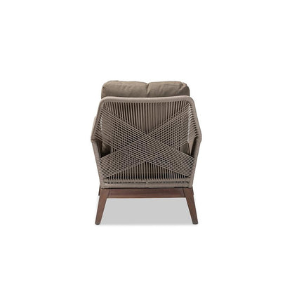 Jennifer Mid-Century Transitional Grey Woven Rope Mahogany Accent Chair