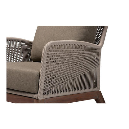Jennifer Mid-Century Transitional Grey Woven Rope Mahogany Accent Chair