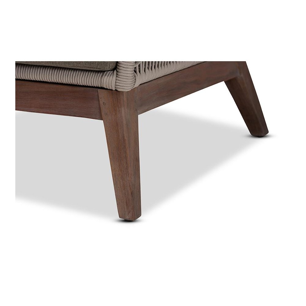 Jennifer Mid-Century Transitional Grey Woven Rope Mahogany Accent Chair