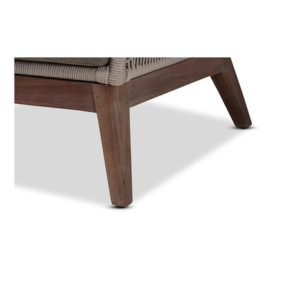 Jennifer Mid-Century Transitional Grey Woven Rope Mahogany Accent Chair