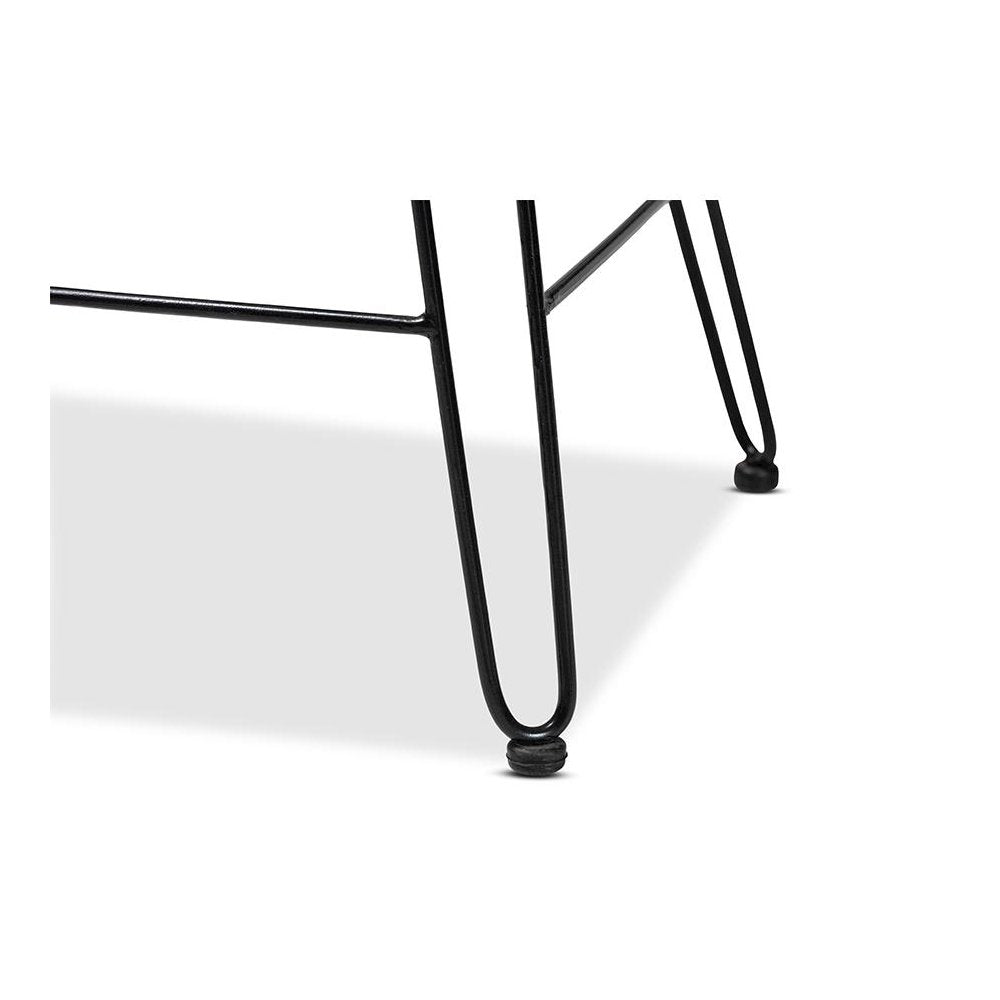 Bohemian Natural Brown Rattan and Black Metal Counter Stool