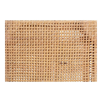 Walnut Brown Mahogany Wood and Natural Rattan Counter Stool
