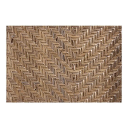 Kyoto Modern Bohemian Natural Brown Finished Wood and Rattan 5-Piece Dining Set