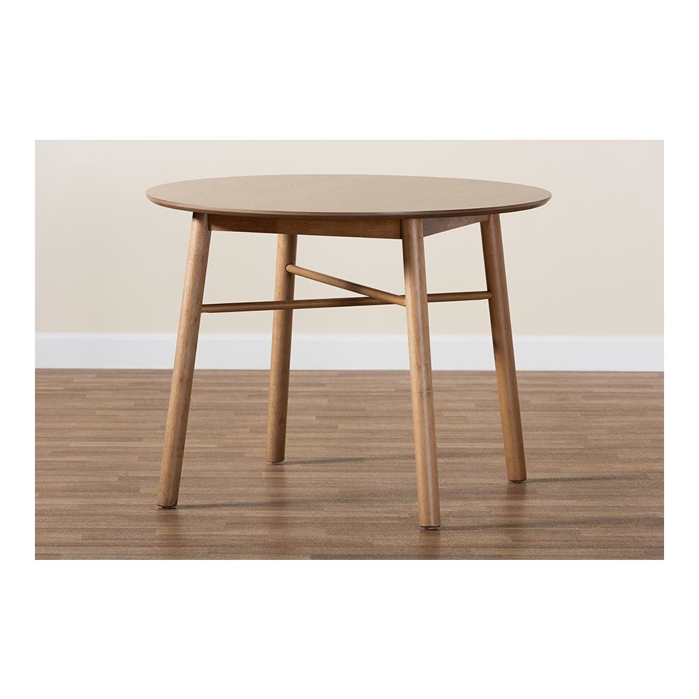 Denmark Mid-Century Modern French Oak Brown Finished Rubberwood Dining Table