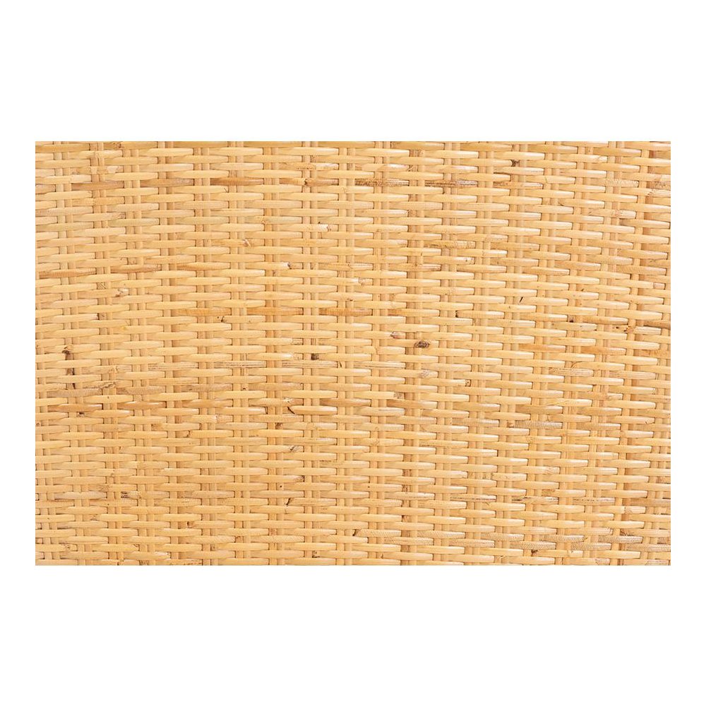 Bohemian Oak Brown Finished Mahogany Wood and Natural Rattan Dining Chair