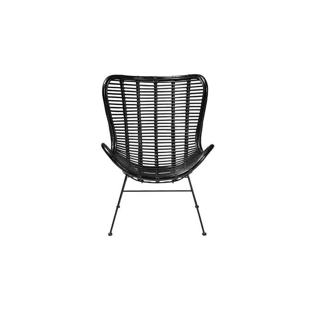 bali & pari Colorado Modern Bohemian Black Rattan and Metal Accent Chair