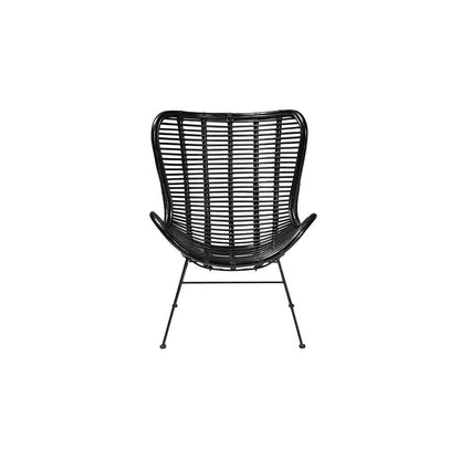 bali & pari Colorado Modern Bohemian Black Rattan and Metal Accent Chair