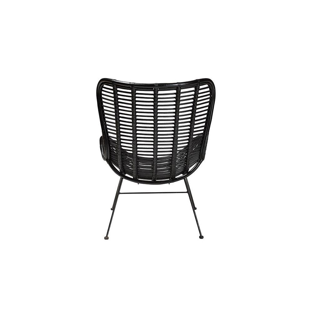 bali & pari Colorado Modern Bohemian Black Rattan and Metal Accent Chair